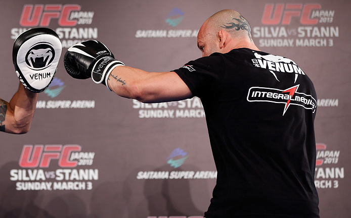 TOKYO, JAPAN - FEBRUARY 28: Wanderlei Silva holds an open training session for media at the Hilton Sjinjuku Hotel on February 28, 2013 in Tokyo, Japan. (Photo by Josh Hedges/Zuffa LLC/Zuffa LLC via Getty Images)