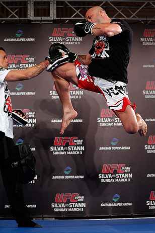 TOKYO, JAPAN - FEBRUARY 28: Wanderlei Silva holds an open training session for media at the Hilton Sjinjuku Hotel on February 28, 2013 in Tokyo, Japan. (Photo by Josh Hedges/Zuffa LLC/Zuffa LLC via Getty Images)