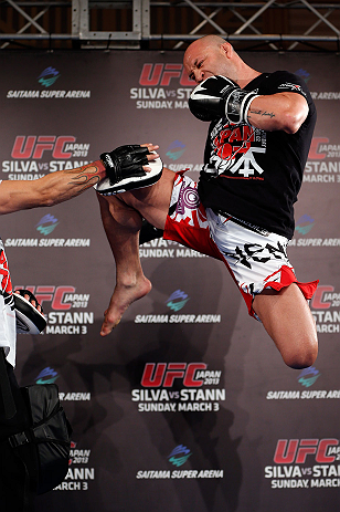 TOKYO, JAPAN - FEBRUARY 28: Wanderlei Silva holds an open training session for media at the Hilton Sjinjuku Hotel on February 28, 2013 in Tokyo, Japan. (Photo by Josh Hedges/Zuffa LLC/Zuffa LLC via Getty Images)