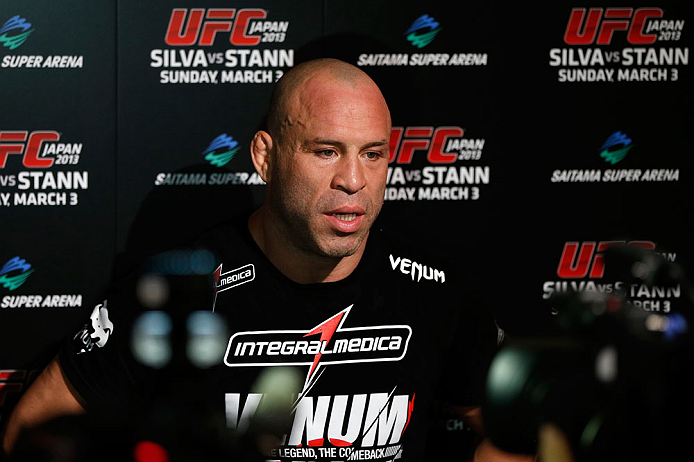 TOKYO, JAPAN - FEBRUARY 28: Wanderlei Silva talks with media after an open training session at the Hilton Sjinjuku Hotel on February 28, 2013 in Tokyo, Japan. (Photo by Josh Hedges/Zuffa LLC/Zuffa LLC via Getty Images)