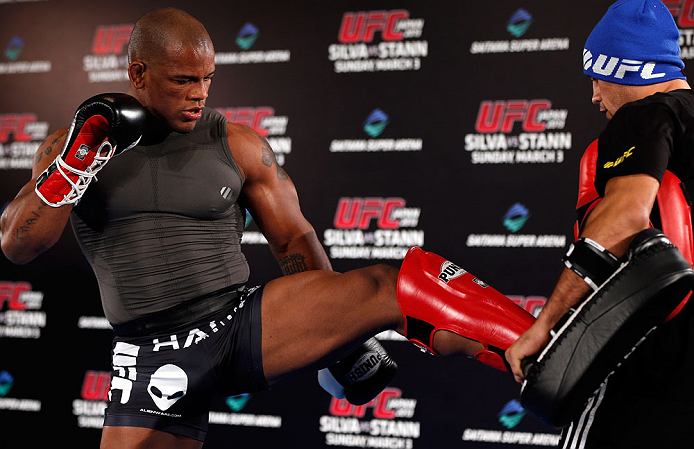 TOKYO, JAPAN - FEBRUARY 28: Hector Lombard holds an open training session for media at the Hilton Sjinjuku Hotel on February 28, 2013 in Tokyo, Japan. (Photo by Josh Hedges/Zuffa LLC/Zuffa LLC via Getty Images)