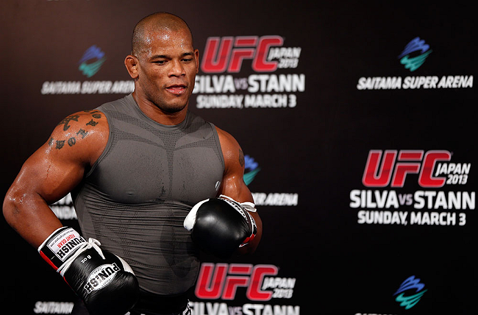 TOKYO, JAPAN - FEBRUARY 28: Hector Lombard holds an open training session for media at the Hilton Sjinjuku Hotel on February 28, 2013 in Tokyo, Japan. (Photo by Josh Hedges/Zuffa LLC/Zuffa LLC via Getty Images)