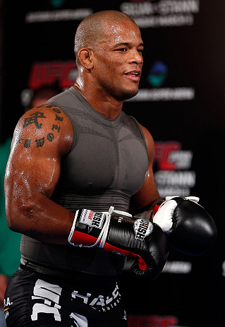 TOKYO, JAPAN - FEBRUARY 28: Hector Lombard holds an open training session for media at the Hilton Sjinjuku Hotel on February 28, 2013 in Tokyo, Japan. (Photo by Josh Hedges/Zuffa LLC/Zuffa LLC via Getty Images)