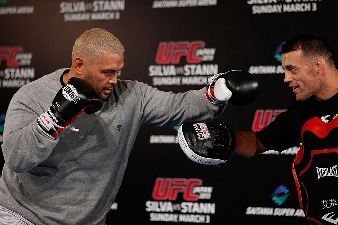 TOKYO, JAPAN - FEBRUARY 28: Mark Hunt holds an open training session for media at the Hilton Sjinjuku Hotel on February 28, 2013 in Tokyo, Japan. (Photo by Josh Hedges/Zuffa LLC/Zuffa LLC via Getty Images)