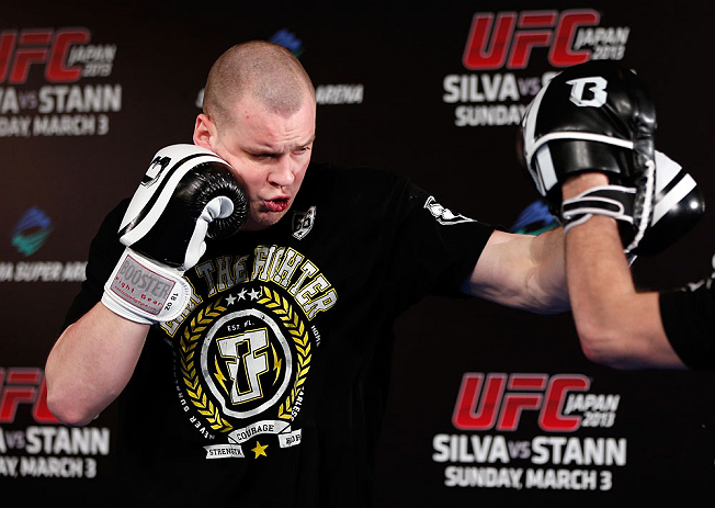 TOKYO, JAPAN - FEBRUARY 28: Stefan Struve holds an open training session for media at the Hilton Sjinjuku Hotel on February 28, 2013 in Tokyo, Japan. (Photo by Josh Hedges/Zuffa LLC/Zuffa LLC via Getty Images)