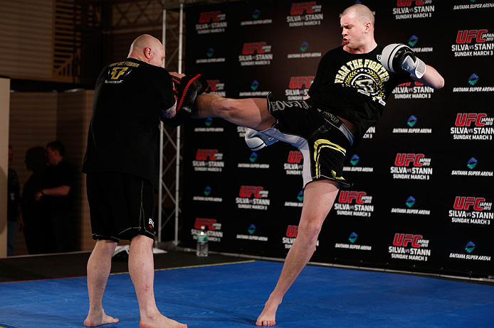 TOKYO, JAPAN - FEBRUARY 28: Stefan Struve holds an open training session for media at the Hilton Sjinjuku Hotel on February 28, 2013 in Tokyo, Japan. (Photo by Josh Hedges/Zuffa LLC/Zuffa LLC via Getty Images)