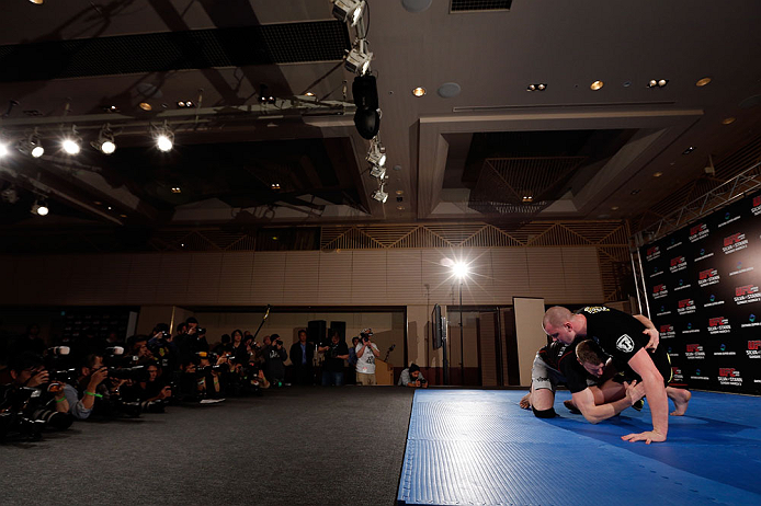 TOKYO, JAPAN - FEBRUARY 28: Stefan Struve holds an open training session for media at the Hilton Sjinjuku Hotel on February 28, 2013 in Tokyo, Japan. (Photo by Josh Hedges/Zuffa LLC/Zuffa LLC via Getty Images)