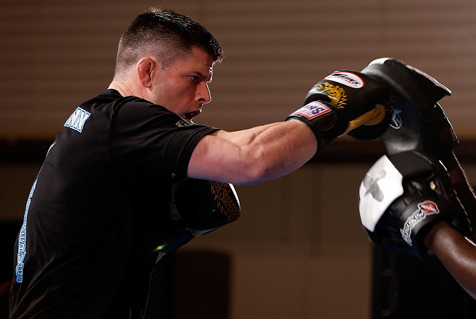TOKYO, JAPAN - FEBRUARY 28: Brian Stann holds an open training session for media at the Hilton Sjinjuku Hotel on February 28, 2013 in Tokyo, Japan. (Photo by Josh Hedges/Zuffa LLC/Zuffa LLC via Getty Images)