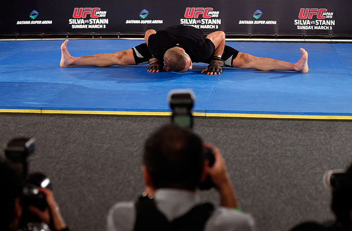 TOKYO, JAPAN - FEBRUARY 28: Diego Sanchez holds an open training session for media at the Hilton Sjinjuku Hotel on February 28, 2013 in Tokyo, Japan. (Photo by Josh Hedges/Zuffa LLC/Zuffa LLC via Getty Images)