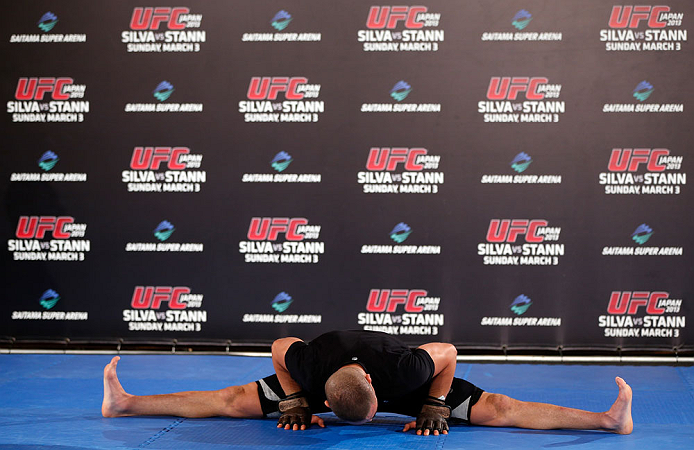 TOKYO, JAPAN - FEBRUARY 28: Diego Sanchez holds an open training session for media at the Hilton Sjinjuku Hotel on February 28, 2013 in Tokyo, Japan. (Photo by Josh Hedges/Zuffa LLC/Zuffa LLC via Getty Images)