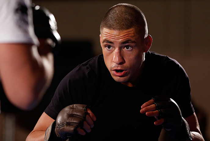 TOKYO, JAPAN - FEBRUARY 28: Diego Sanchez holds an open training session for media at the Hilton Sjinjuku Hotel on February 28, 2013 in Tokyo, Japan. (Photo by Josh Hedges/Zuffa LLC/Zuffa LLC via Getty Images)