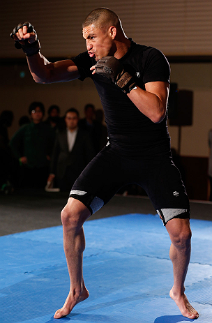 TOKYO, JAPAN - FEBRUARY 28: Diego Sanchez holds an open training session for media at the Hilton Sjinjuku Hotel on February 28, 2013 in Tokyo, Japan. (Photo by Josh Hedges/Zuffa LLC/Zuffa LLC via Getty Images)