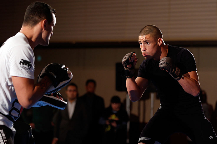 TOKYO, JAPAN - FEBRUARY 28: Diego Sanchez holds an open training session for media at the Hilton Sjinjuku Hotel on February 28, 2013 in Tokyo, Japan. (Photo by Josh Hedges/Zuffa LLC/Zuffa LLC via Getty Images)