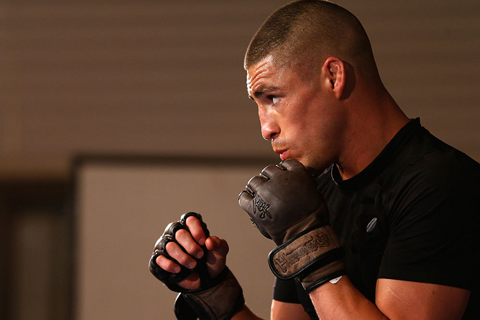TOKYO, JAPAN - FEBRUARY 28: Diego Sanchez holds an open training session for media at the Hilton Sjinjuku Hotel on February 28, 2013 in Tokyo, Japan. (Photo by Josh Hedges/Zuffa LLC/Zuffa LLC via Getty Images)