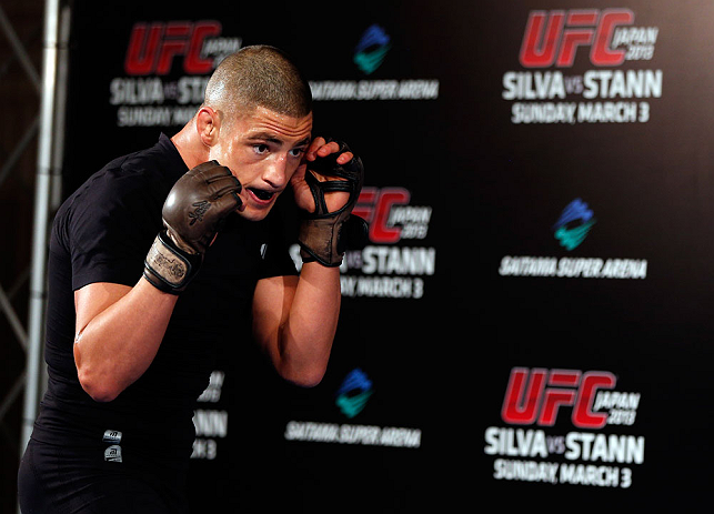 TOKYO, JAPAN - FEBRUARY 28: Diego Sanchez holds an open training session for media at the Hilton Sjinjuku Hotel on February 28, 2013 in Tokyo, Japan. (Photo by Josh Hedges/Zuffa LLC/Zuffa LLC via Getty Images)