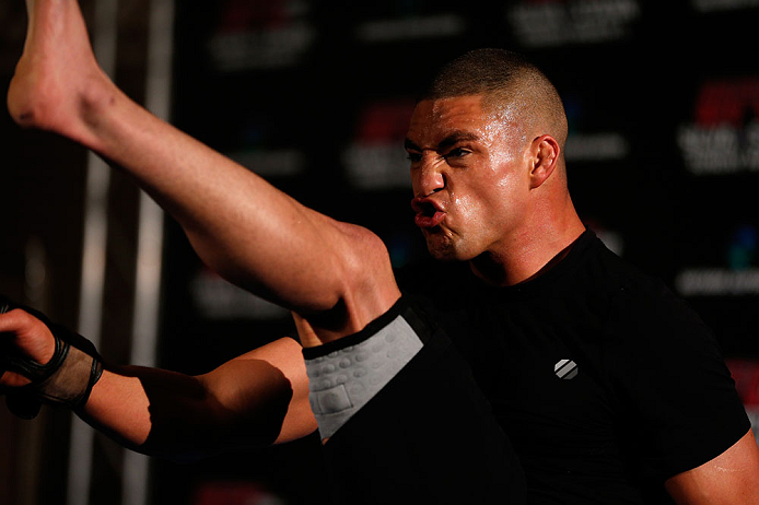 TOKYO, JAPAN - FEBRUARY 28: Diego Sanchez holds an open training session for media at the Hilton Sjinjuku Hotel on February 28, 2013 in Tokyo, Japan. (Photo by Josh Hedges/Zuffa LLC/Zuffa LLC via Getty Images)