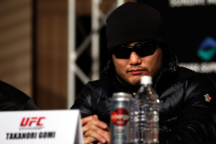 TOKYO, JAPAN - FEBRUARY 28: Takanori Gomi interacts with media during a UFC press conference at the Hilton Sjinjuku Hotel on February 28, 2013 in Tokyo, Japan. (Photo by Josh Hedges/Zuffa LLC/Zuffa LLC via Getty Images)