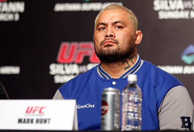 TOKYO, JAPAN - FEBRUARY 28: Mark Hunt interacts with media during a UFC press conference at the Hilton Sjinjuku Hotel on February 28, 2013 in Tokyo, Japan. (Photo by Josh Hedges/Zuffa LLC/Zuffa LLC via Getty Images)