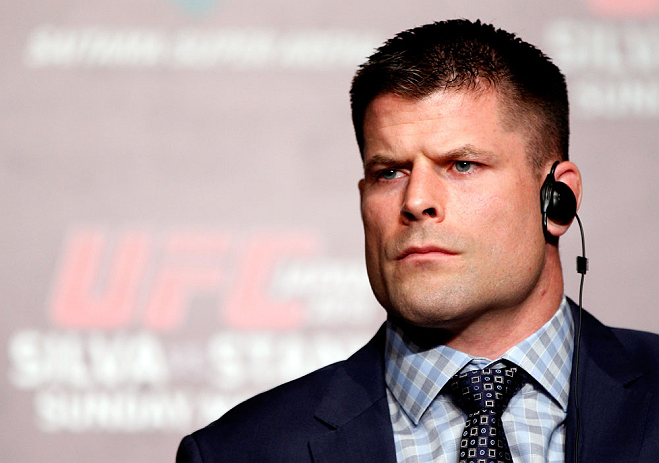 TOKYO, JAPAN - FEBRUARY 28: Brian Stann interacts with media during a UFC press conference at the Hilton Sjinjuku Hotel on February 28, 2013 in Tokyo, Japan. (Photo by Josh Hedges/Zuffa LLC/Zuffa LLC via Getty Images)
