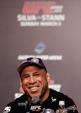 TOKYO, JAPAN - FEBRUARY 28: Wanderlei Silva interacts with media during a UFC press conference at the Hilton Sjinjuku Hotel on February 28, 2013 in Tokyo, Japan. (Photo by Josh Hedges/Zuffa LLC/Zuffa LLC via Getty Images)