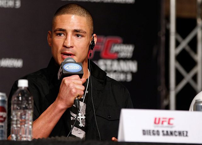 TOKYO, JAPAN - FEBRUARY 28: Diego Sanchez interacts with media during a UFC press conference at the Hilton Sjinjuku Hotel on February 28, 2013 in Tokyo, Japan. (Photo by Josh Hedges/Zuffa LLC/Zuffa LLC via Getty Images)