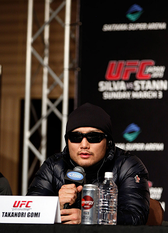 TOKYO, JAPAN - FEBRUARY 28: Takanori Gomi interacts with media during a UFC press conference at the Hilton Sjinjuku Hotel on February 28, 2013 in Tokyo, Japan. (Photo by Josh Hedges/Zuffa LLC/Zuffa LLC via Getty Images)