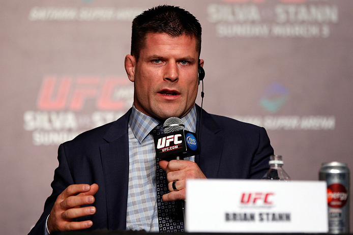 TOKYO, JAPAN - FEBRUARY 28: Brian Stann interacts with media during a UFC press conference at the Hilton Sjinjuku Hotel on February 28, 2013 in Tokyo, Japan. (Photo by Josh Hedges/Zuffa LLC/Zuffa LLC via Getty Images)