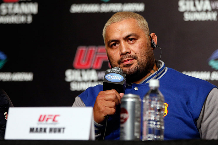 TOKYO, JAPAN - FEBRUARY 28: Mark Hunt interacts with media during a UFC press conference at the Hilton Sjinjuku Hotel on February 28, 2013 in Tokyo, Japan. (Photo by Josh Hedges/Zuffa LLC/Zuffa LLC via Getty Images)