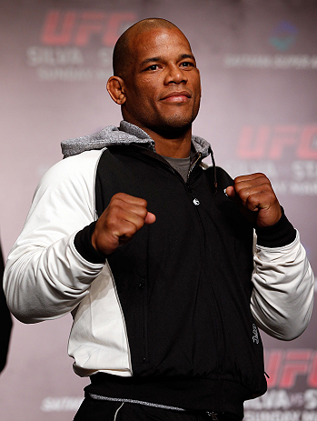 TOKYO, JAPAN - FEBRUARY 28: Hector Lombard poses for photos during a UFC press conference at the Hilton Sjinjuku Hotel on February 28, 2013 in Tokyo, Japan. (Photo by Josh Hedges/Zuffa LLC/Zuffa LLC via Getty Images)
