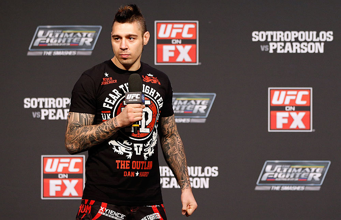 GOLD COAST, AUSTRALIA - DECEMBER 14: UFC welterweight fighter Dan Hardy interacts with fans during a Q&A session before the UFC on FX weigh in on December 14, 2012 at Gold Coast Convention and Exhibition Centre in Gold Coast, Queensland, Australia. (Pho