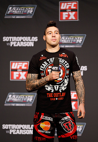 GOLD COAST, AUSTRALIA - DECEMBER 14: UFC welterweight fighter Dan Hardy interacts with fans during a Q&A session before the UFC on FX weigh in on December 14, 2012 at Gold Coast Convention and Exhibition Centre in Gold Coast, Queensland, Australia. (Pho