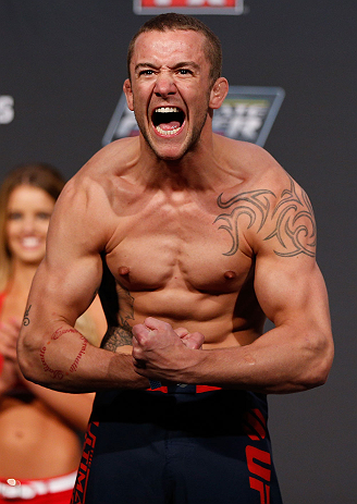 GOLD COAST, AUSTRALIA - DECEMBER 14: Mike Wilkinson weighs in during the UFC on FX weigh in on December 14, 2012 at Gold Coast Convention and Exhibition Centre in Gold Coast, Queensland, Australia. (Photo by Josh Hedges/Zuffa LLC/Zuffa LLC via Getty Ima