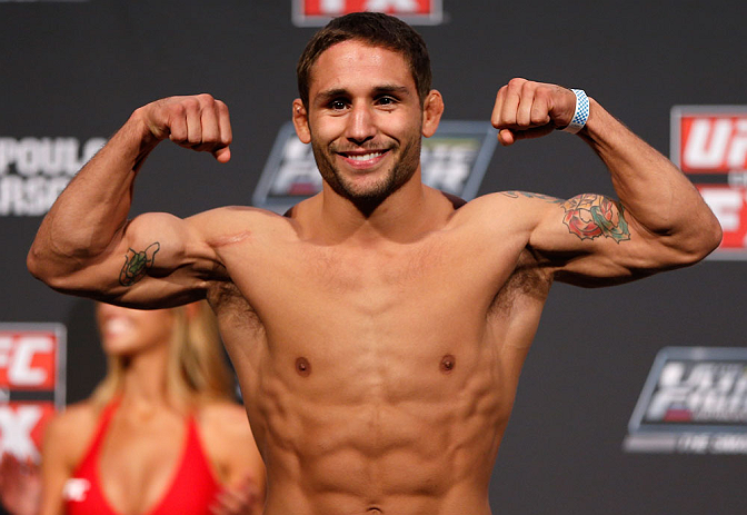 GOLD COAST, AUSTRALIA - DECEMBER 14: Chad Mendes weighs in during the UFC on FX weigh in on December 14, 2012 at Gold Coast Convention and Exhibition Centre in Gold Coast, Queensland, Australia. (Photo by Josh Hedges/Zuffa LLC/Zuffa LLC via Getty Images