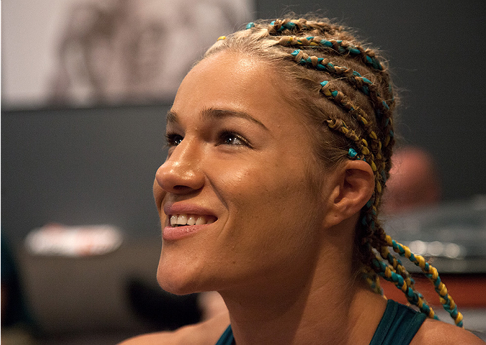 LAS VEGAS, NV - JULY 18: Team Pettis fighter Felice Herrig gets her hands wrapped before facing team Melendez fighter Heather Jo Clark during filming of season twenty of The Ultimate Fighter on July 18, 2014 in Las Vegas, Nevada. (Photo by Brandon Magnus