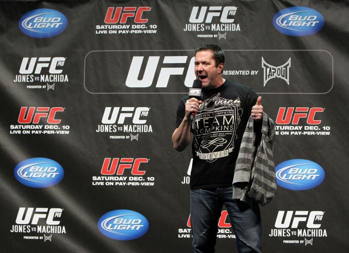 TORONTO, ON - DECEMBER 09: UFC commentator Mike Goldberg interacts with fans during a Q&A session before the UFC 140 Official Weigh-in at the Air Canada Centre on December 9, 2011 in Toronto, Canada. (Photo by Josh Hedges/Zuffa LLC/Zuffa LLC via Getty I