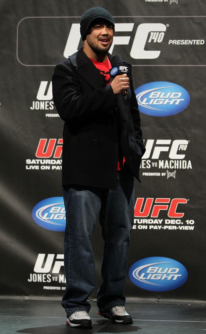 TORONTO, ON - DECEMBER 09: UFC Middleweight contender Mark Munoz interacts with fans during a Q&A session before the UFC 140 Official Weigh-in at the Air Canada Centre on December 9, 2011 in Toronto, Canada. (Photo by Josh Hedges/Zuffa LLC/Zuffa LLC via
