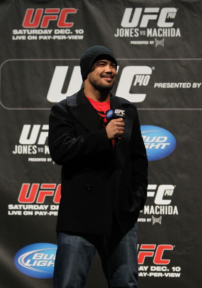 TORONTO, ON - DECEMBER 09: UFC Middleweight contender Mark Munoz interacts with fans during a Q&A session before the UFC 140 Official Weigh-in at the Air Canada Centre on December 9, 2011 in Toronto, Canada. (Photo by Josh Hedges/Zuffa LLC/Zuffa LLC via