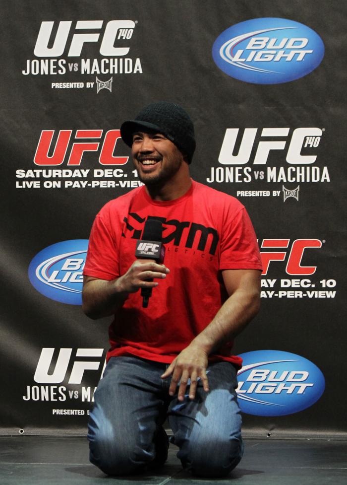 TORONTO, ON - DECEMBER 09: UFC Middleweight contender Mark Munoz interacts with fans during a Q&A session before the UFC 140 Official Weigh-in at the Air Canada Centre on December 9, 2011 in Toronto, Canada. (Photo by Josh Hedges/Zuffa LLC/Zuffa LLC via