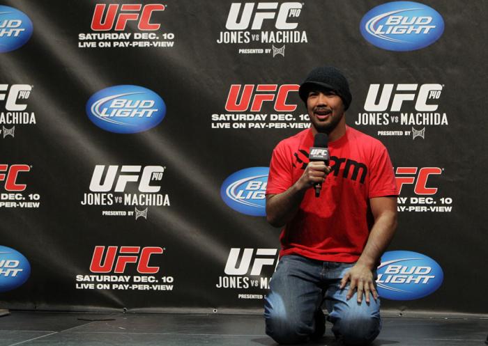 TORONTO, ON - DECEMBER 09: UFC Middleweight contender Mark Munoz interacts with fans during a Q&A session before the UFC 140 Official Weigh-in at the Air Canada Centre on December 9, 2011 in Toronto, Canada. (Photo by Josh Hedges/Zuffa LLC/Zuffa LLC via
