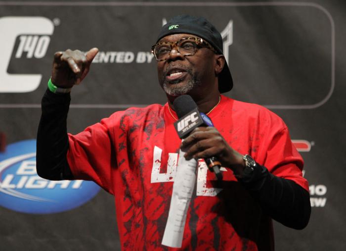 TORONTO, ON - DECEMBER 09: UFC event coordinator Burt Watson fires up the crowd before the UFC 140 Official Weigh-in at the Air Canada Centre on December 9, 2011 in Toronto, Canada. (Photo by Josh Hedges/Zuffa LLC/Zuffa LLC via Getty Images)