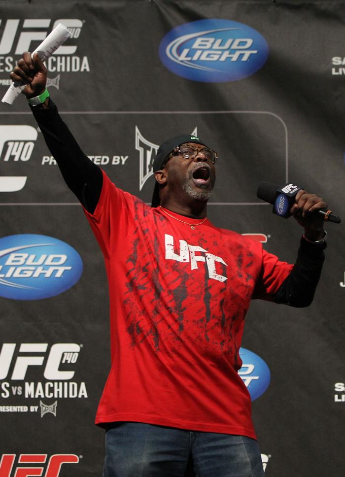 TORONTO, ON - DECEMBER 09: UFC event coordinator Burt Watson fires up the crowd before the UFC 140 Official Weigh-in at the Air Canada Centre on December 9, 2011 in Toronto, Canada. (Photo by Josh Hedges/Zuffa LLC/Zuffa LLC via Getty Images)