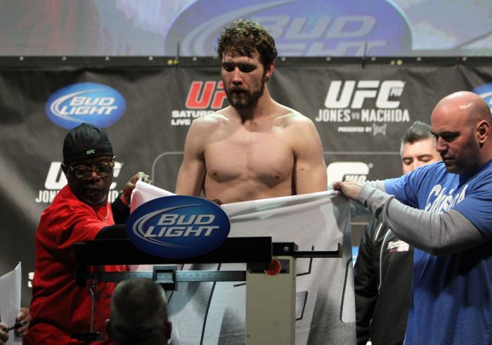 TORONTO, ON - DECEMBER 09: Mitch Clarke weighs in during the UFC 140 Official Weigh-in at the Air Canada Centre on December 9, 2011 in Toronto, Canada. (Photo by Josh Hedges/Zuffa LLC/Zuffa LLC via Getty Images)