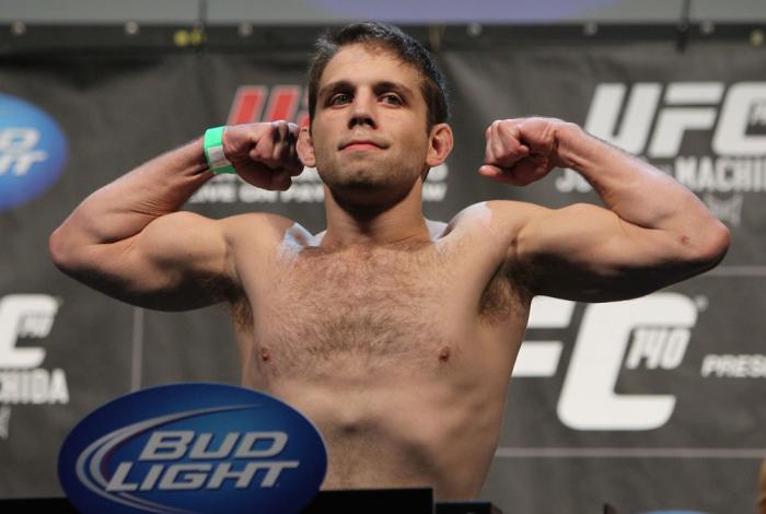 TORONTO, ON - DECEMBER 09: Nik Lentz weighs in during the UFC 140 Official Weigh-in at the Air Canada Centre on December 9, 2011 in Toronto, Canada. (Photo by Josh Hedges/Zuffa LLC/Zuffa LLC via Getty Images)