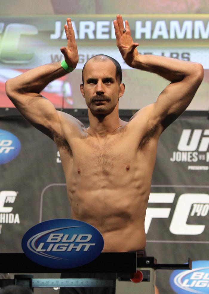 TORONTO, ON - DECEMBER 09: Jared Hamman weighs in during the UFC 140 Official Weigh-in at the Air Canada Centre on December 9, 2011 in Toronto, Canada. (Photo by Josh Hedges/Zuffa LLC/Zuffa LLC via Getty Images)