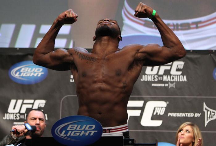 TORONTO, ON - DECEMBER 09: UFC Light Heavyweight Champion Jon "Bones" Jones weighs in during the UFC 140 Official Weigh-in at the Air Canada Centre on December 9, 2011 in Toronto, Canada. (Photo by Josh Hedges/Zuffa LLC/Zuffa LLC via Getty Images)