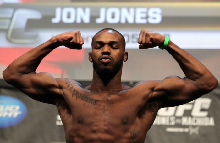 TORONTO, ON - DECEMBER 09: UFC Light Heavyweight Champion Jon "Bones" Jones weighs in during the UFC 140 Official Weigh-in at the Air Canada Centre on December 9, 2011 in Toronto, Canada. (Photo by Josh Hedges/Zuffa LLC/Zuffa LLC via Getty Images)