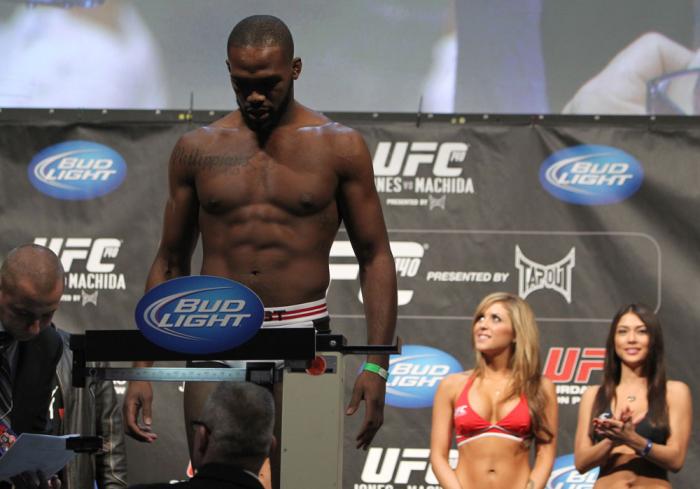 TORONTO, ON - DECEMBER 09: UFC Light Heavyweight Champion Jon "Bones" Jones weighs in during the UFC 140 Official Weigh-in at the Air Canada Centre on December 9, 2011 in Toronto, Canada. (Photo by Josh Hedges/Zuffa LLC/Zuffa LLC via Getty Images)