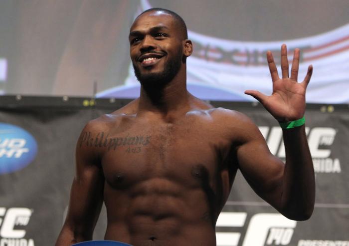 TORONTO, ON - DECEMBER 09: UFC Light Heavyweight Champion Jon "Bones" Jones weighs in during the UFC 140 Official Weigh-in at the Air Canada Centre on December 9, 2011 in Toronto, Canada. (Photo by Josh Hedges/Zuffa LLC/Zuffa LLC via Getty Images)