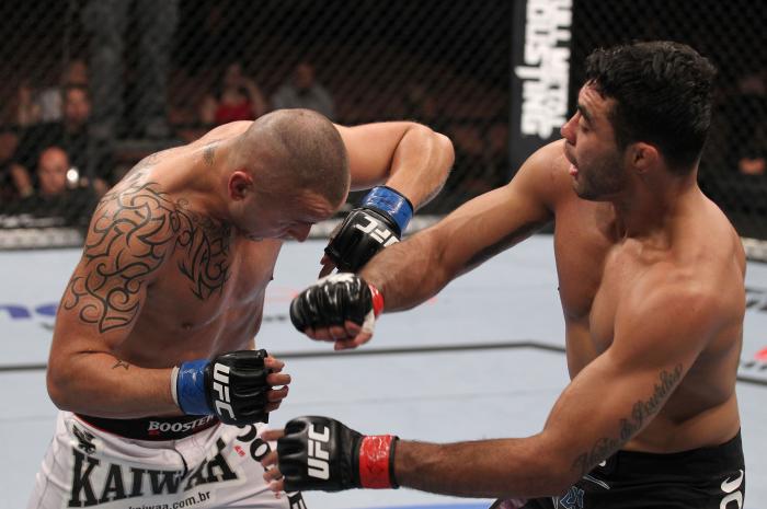 LAS VEGAS, NV - FEBRUARY 04: Rafael Natal (right) punches Michael Kuiper during the UFC 143 event at Mandalay Bay Events Center on February 4, 2012 in Las Vegas, Nevada. (Photo by Nick Laham/Zuffa LLC/Zuffa LLC via Getty Images) *** Local Caption *** Ra