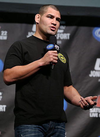 TORONTO, CANADA - SEPTEMBER 21: Cain Velasquez interacts with fans during a Q&A session before the UFC 152 weigh in at Mattamy Athletic Centre at the Gardens on September 21, 2012 in Toronto, Ontario, Canada. (Photo by Josh Hedges/Zuffa LLC/Zuffa LLC v